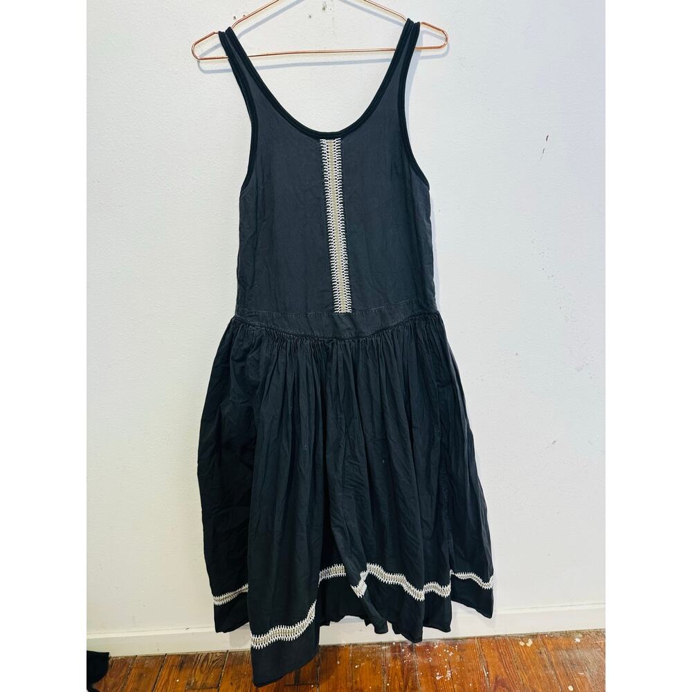 DIOTIMA Black White Relaxed Silhouette Decorative Stitching Pocomania Gown sz S - Picture 2 of 13